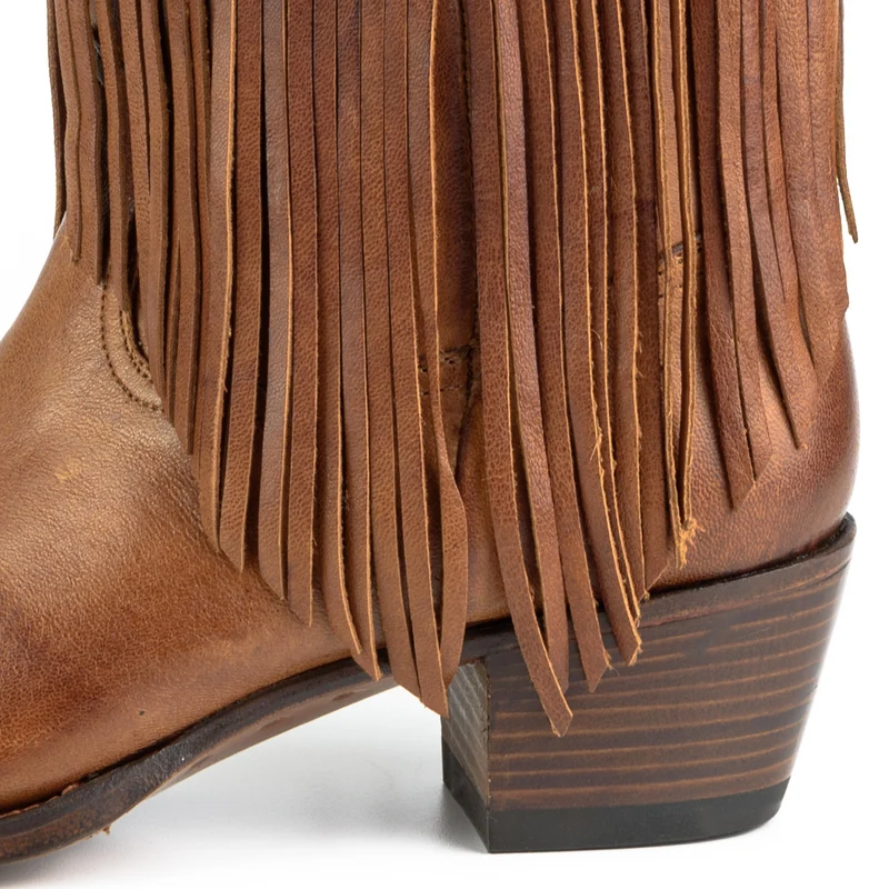 Damen-Cowboystiefel mit Fransen 2475 aus braunem Leder
