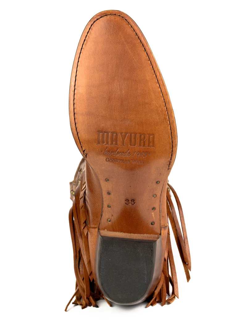 Damen-Cowboystiefel mit Fransen 2475 aus braunem Leder