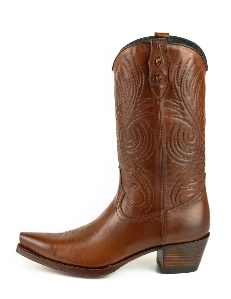 Country- und Western-Cowboystiefel für Damen 2536 Dunkelbraunes Leder