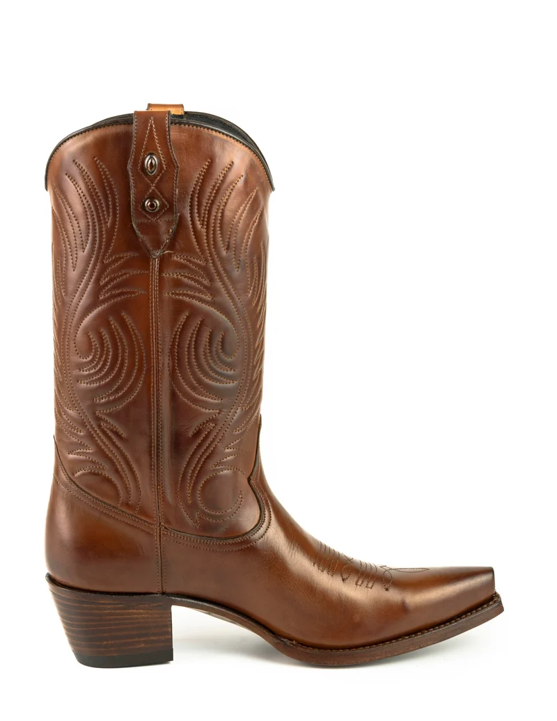 Country- und Western-Cowboystiefel für Damen 2536 Dunkelbraunes Leder