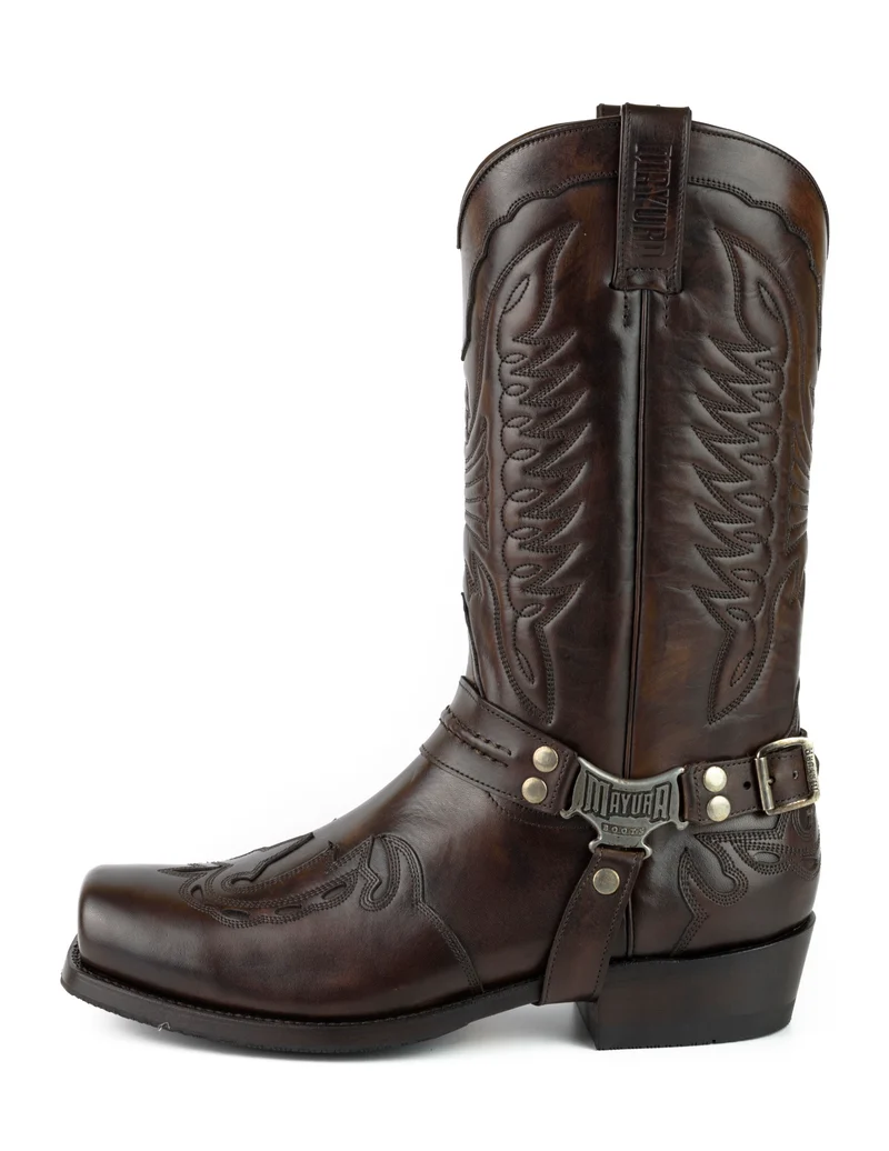 Herren Biker Motard Boots 2471 Dunkelbraunes Leder