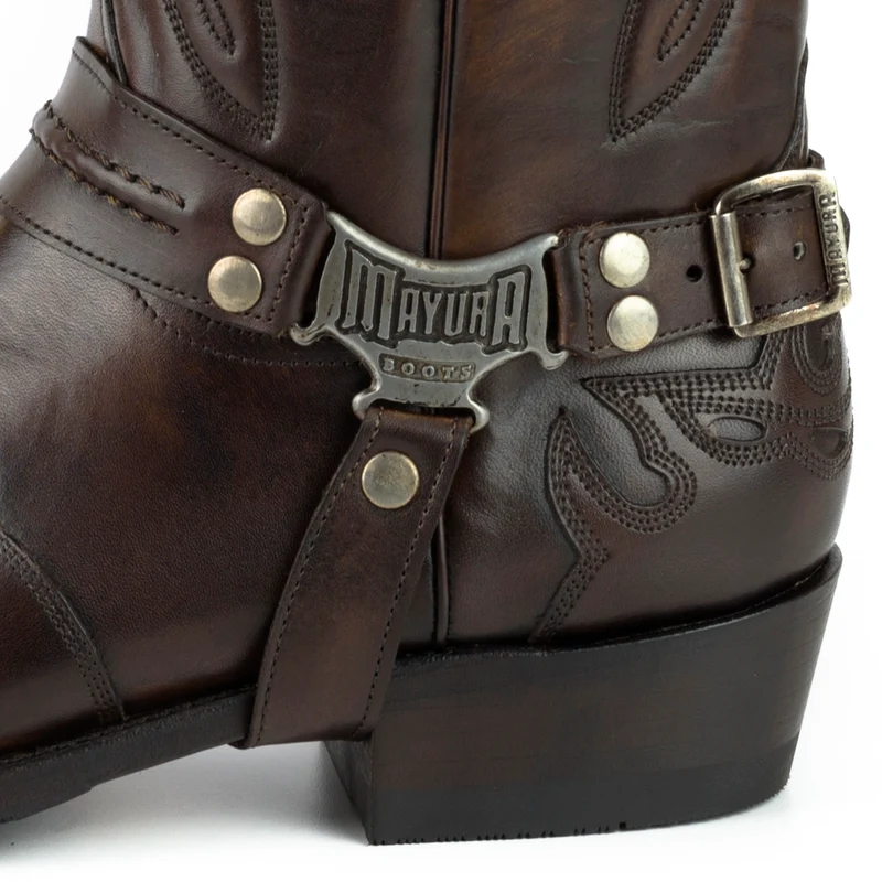Herren Biker Motard Boots 2471 Dunkelbraunes Leder