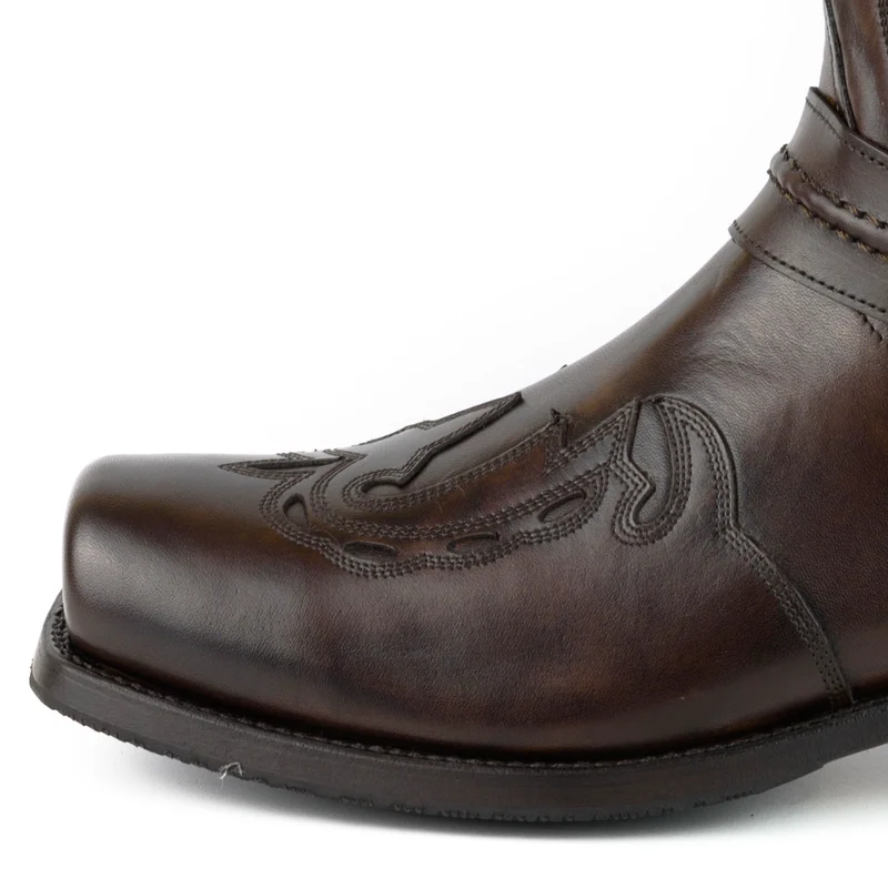 Herren Biker Motard Boots 2471 Dunkelbraunes Leder