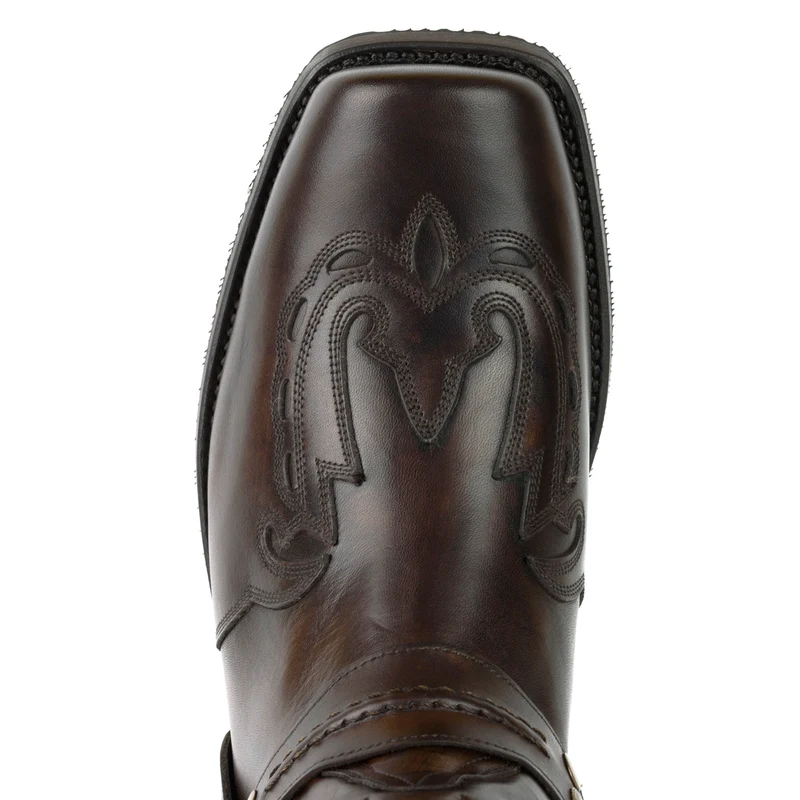 Herren Biker Motard Boots 2471 Dunkelbraunes Leder