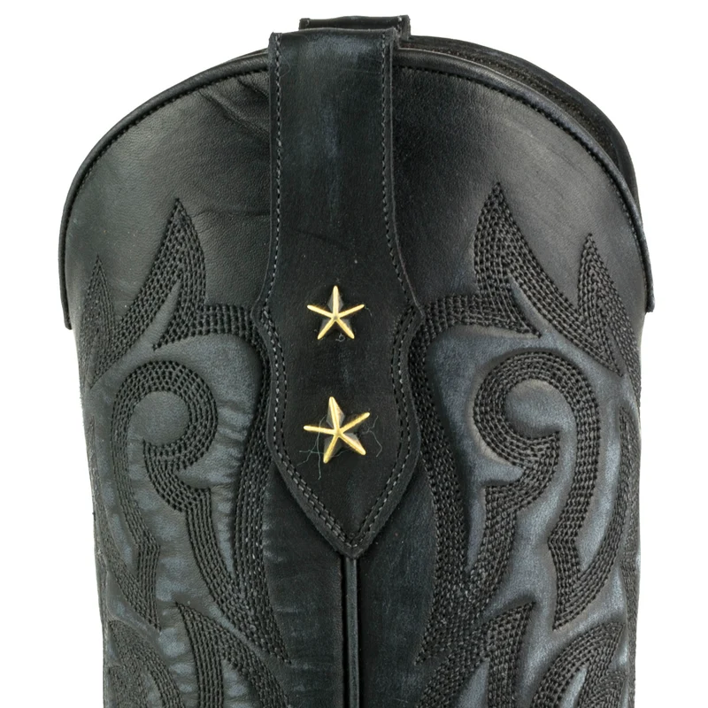 Country- und Western-Cowboystiefel für Damen 2524 aus gewaschenem schwarzem Leder