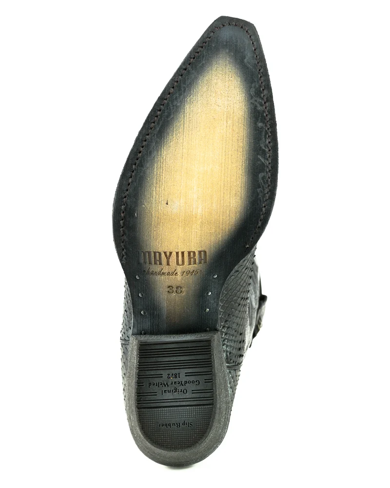 Country- und Western-Cowboystiefel für Damen 2524 aus gewaschenem schwarzem Leder