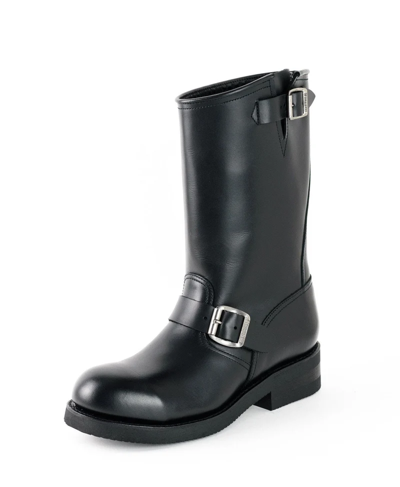 Herren- und Damen-Biker-Motard-Stiefel 1590-6 aus schwarzem Leder