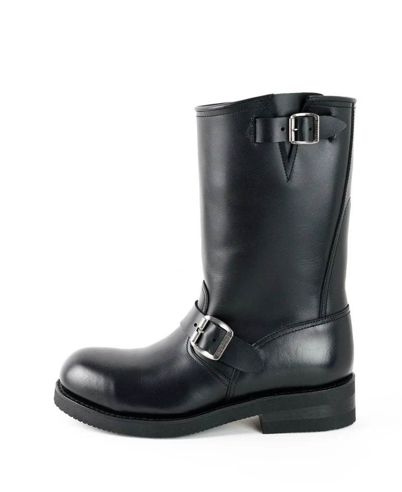 Herren- und Damen-Biker-Motard-Stiefel 1590-6 aus schwarzem Leder