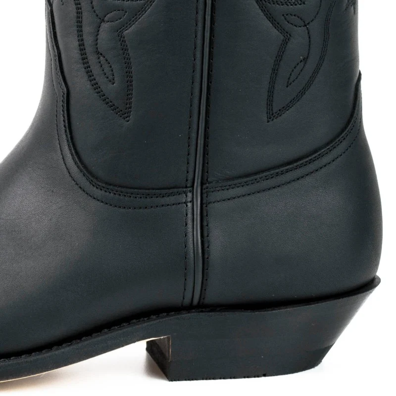 Cowboystiefel für Damen und Herren, handgefertigt aus schwarzem Leder, 20 Texanas