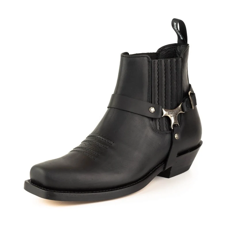 Herren-Biker-Motard-Stiefeletten 24 aus schwarzem Leder