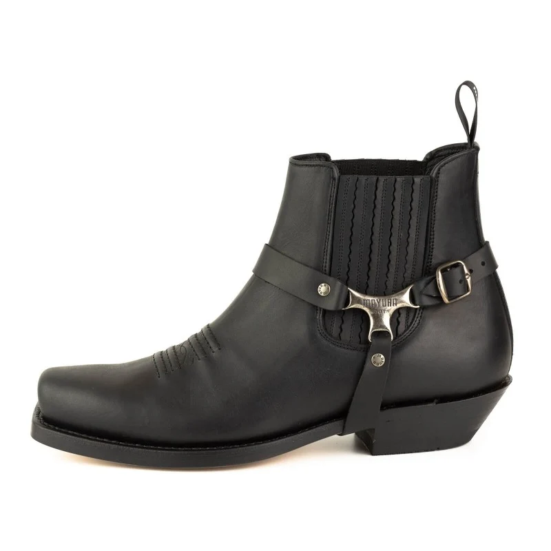 Herren-Biker-Motard-Stiefeletten 24 aus schwarzem Leder