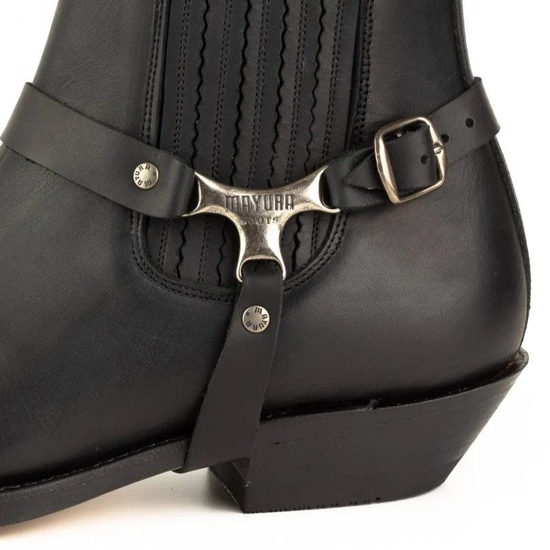 Herren-Biker-Motard-Stiefeletten 24 aus schwarzem Leder