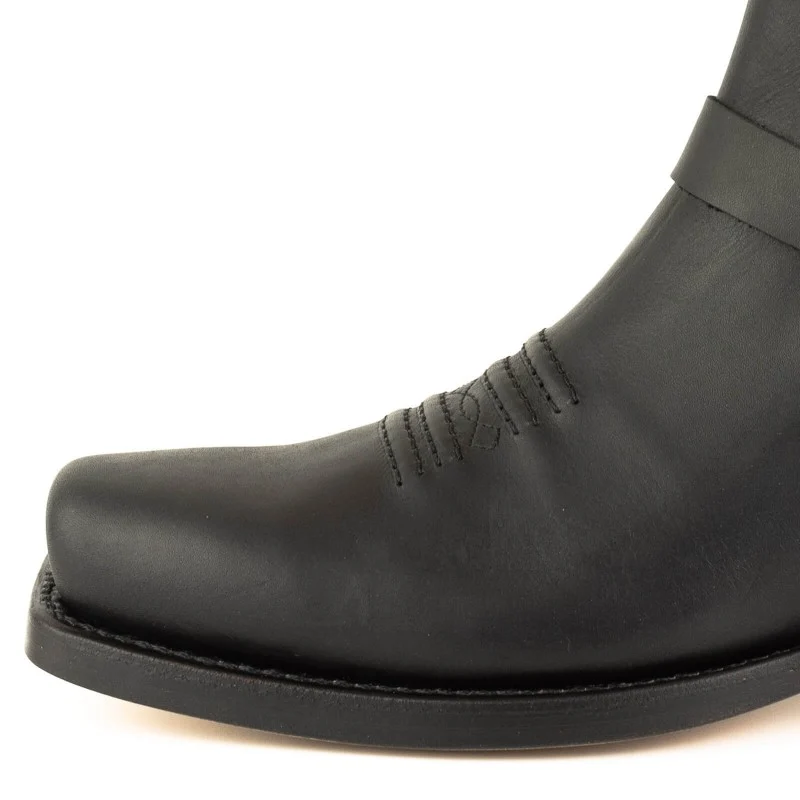 Herren-Biker-Motard-Stiefeletten 24 aus schwarzem Leder