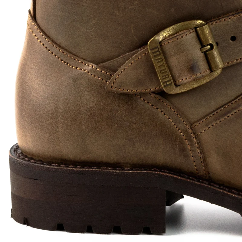 Herren- und Damen-Biker-Motard-Stiefel 18 aus braunem Leder