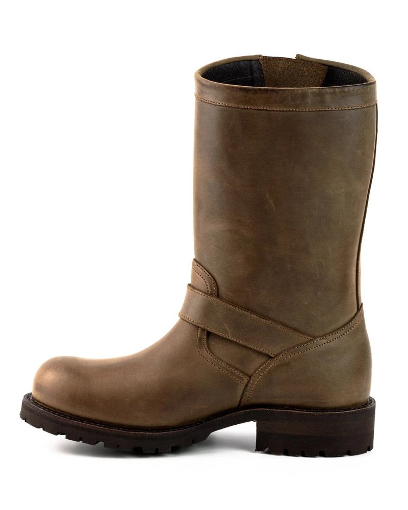 Herren- und Damen-Biker-Motard-Stiefel 18 aus braunem Leder