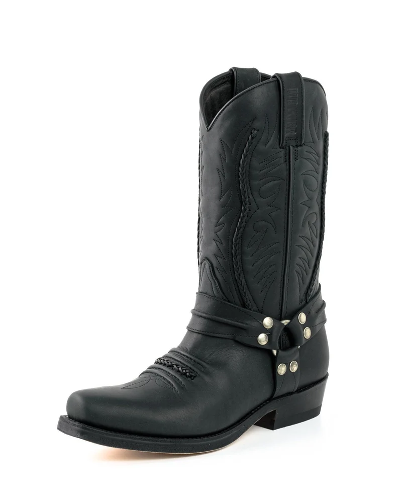 Herren- und Damen-Biker-Motard-Stiefel 07 aus schwarzem Leder