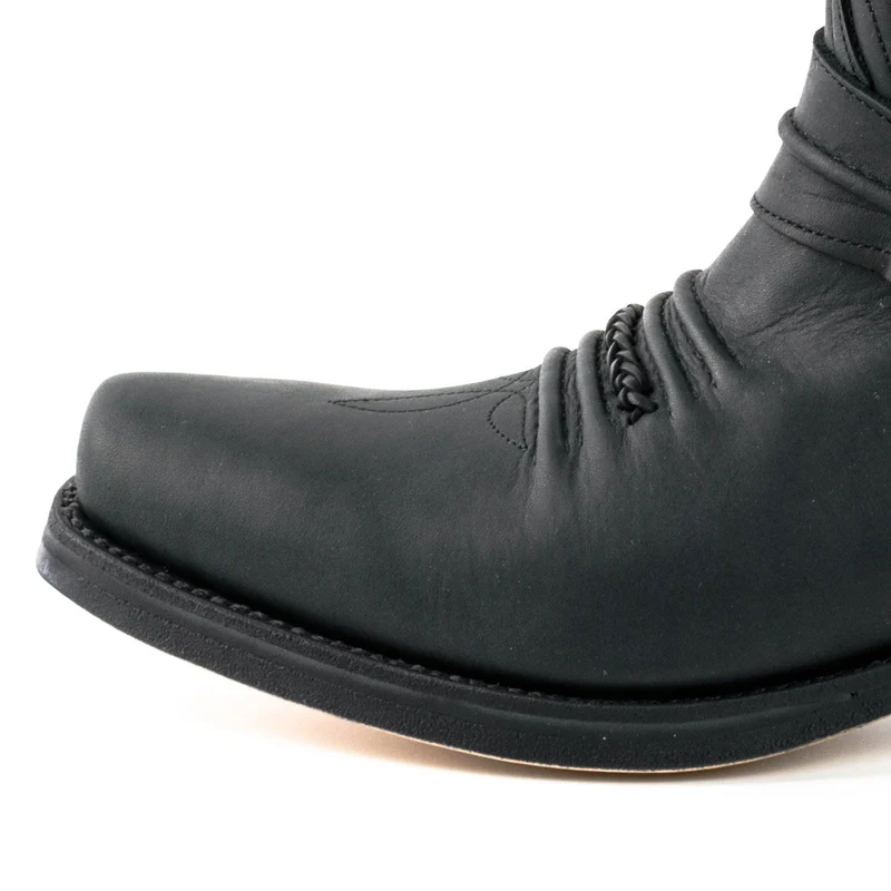 Herren- und Damen-Biker-Motard-Stiefel 07 aus schwarzem Leder