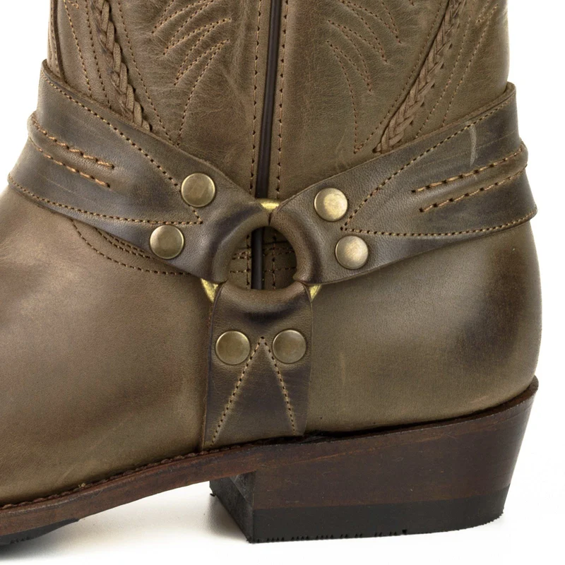 Herren- und Damen-Biker-Motard-Stiefel 07 aus braunem Leder