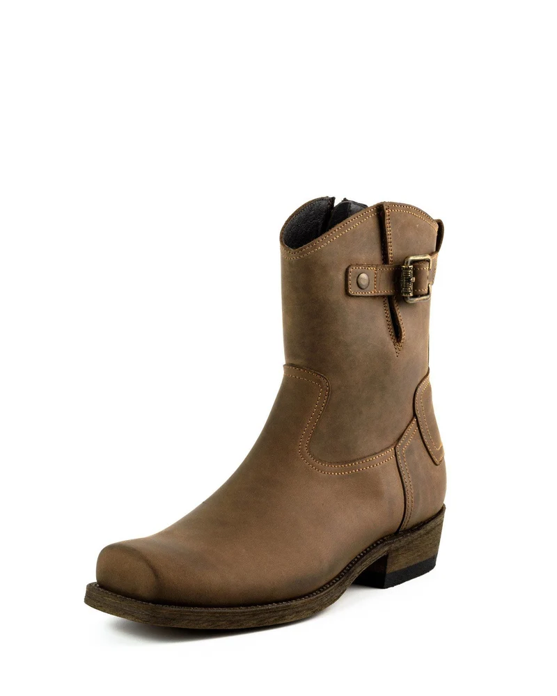 Biker Motard Stiefeletten für Damen und Herren 05 Braunes Leder