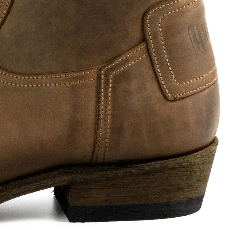 Biker Motard Stiefeletten für Damen und Herren 05 Braunes Leder