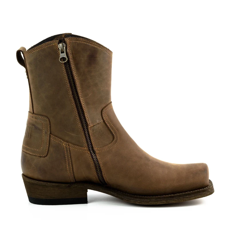Biker Motard Stiefeletten für Damen und Herren 05 Braunes Leder