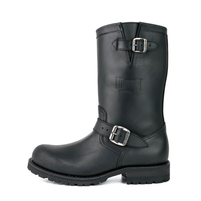 Handgefertigte Bikerstiefel aus schwarzem Leder für Herren und Damen 18