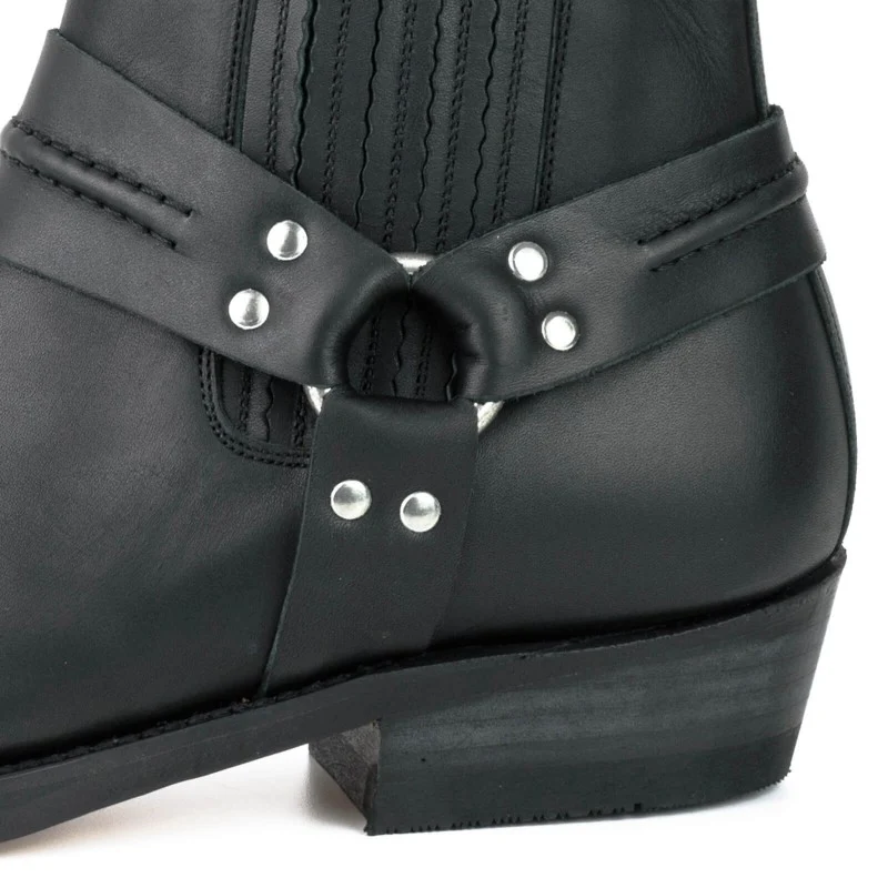 Handgefertigte Stiefeletten oder Bikerstiefel aus schwarzem Leder für Herren und Damen 04