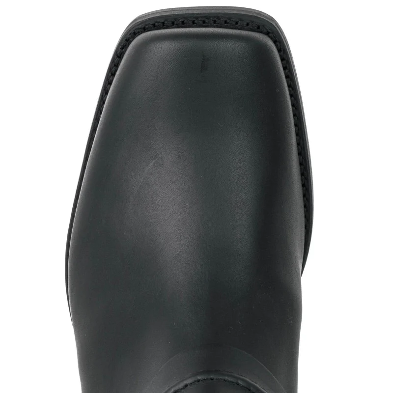 Handgefertigte Stiefeletten oder Bikerstiefel aus schwarzem Leder für Herren und Damen 04