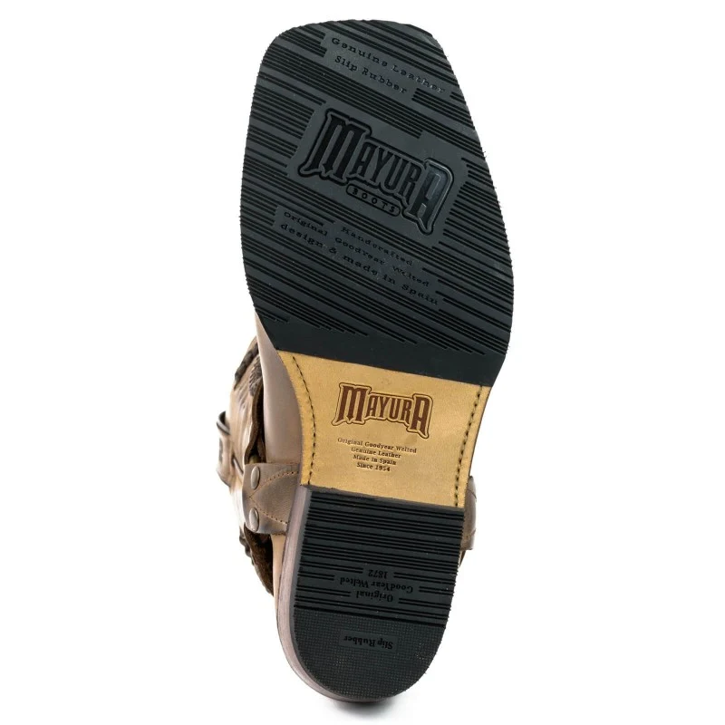 Handgefertigte Bikerstiefel aus braunem Leder für Damen und Herren 02