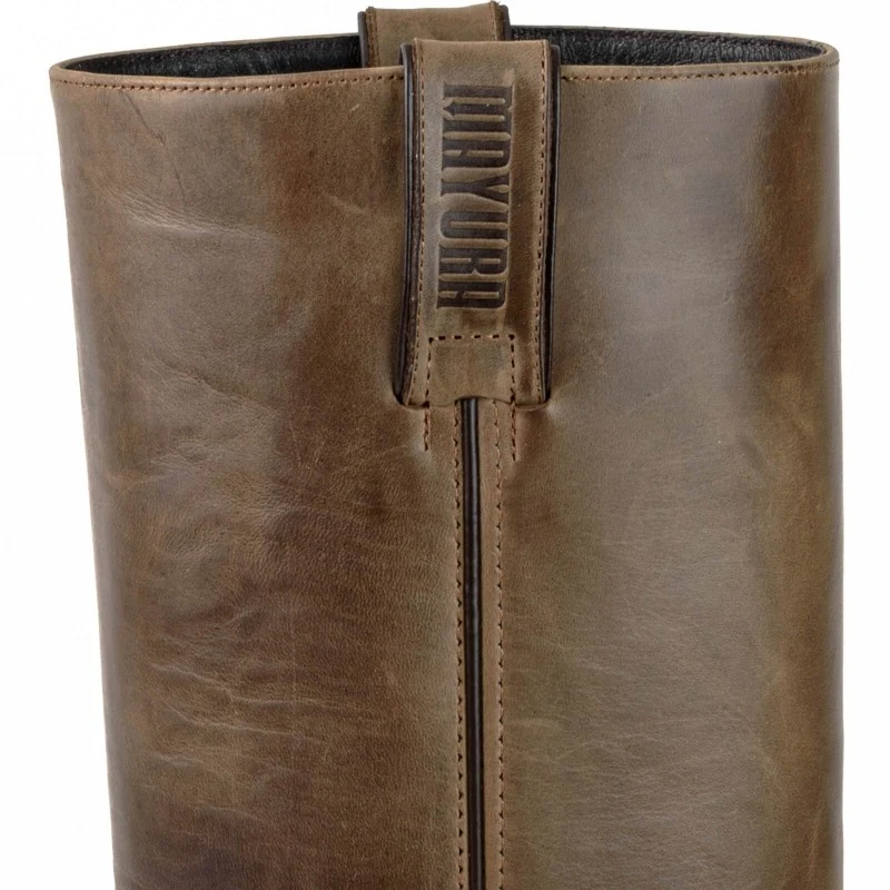 Handgefertigte Biker-Stiefel aus braunem Leder für Herren und Damen 01