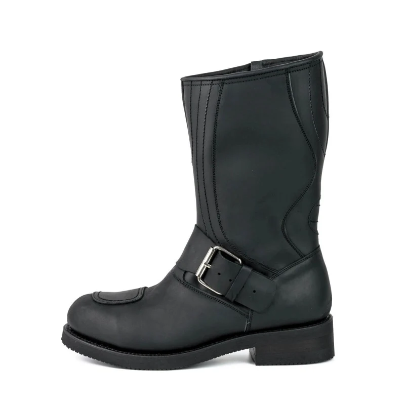 Handgefertigte Bikerstiefel aus schwarzem Leder für Herren und Damen 1594-6