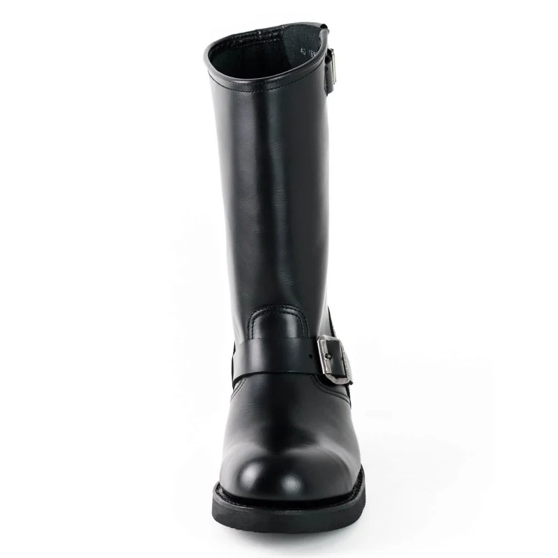 Handgefertigte Bikerstiefel aus schwarzem Leder für Herren und Damen 1590-6