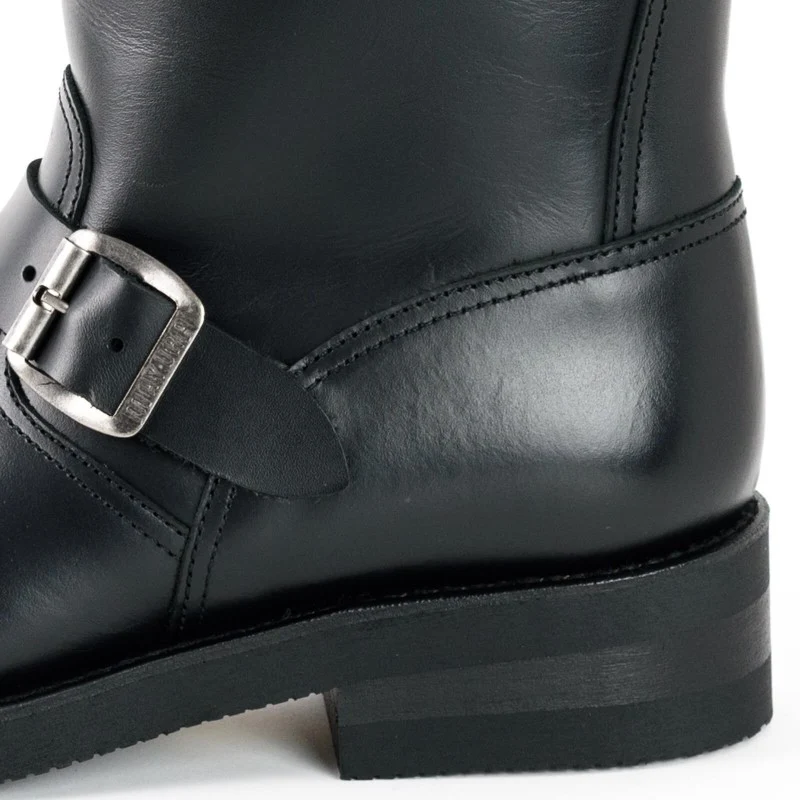 Handgefertigte Bikerstiefel aus schwarzem Leder für Herren und Damen 1590-6