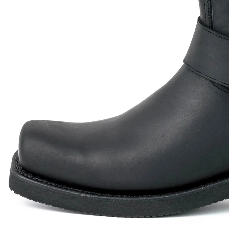 Handgefertigte Bikerstiefel aus schwarzem Leder für Herren und Damen 1501-6