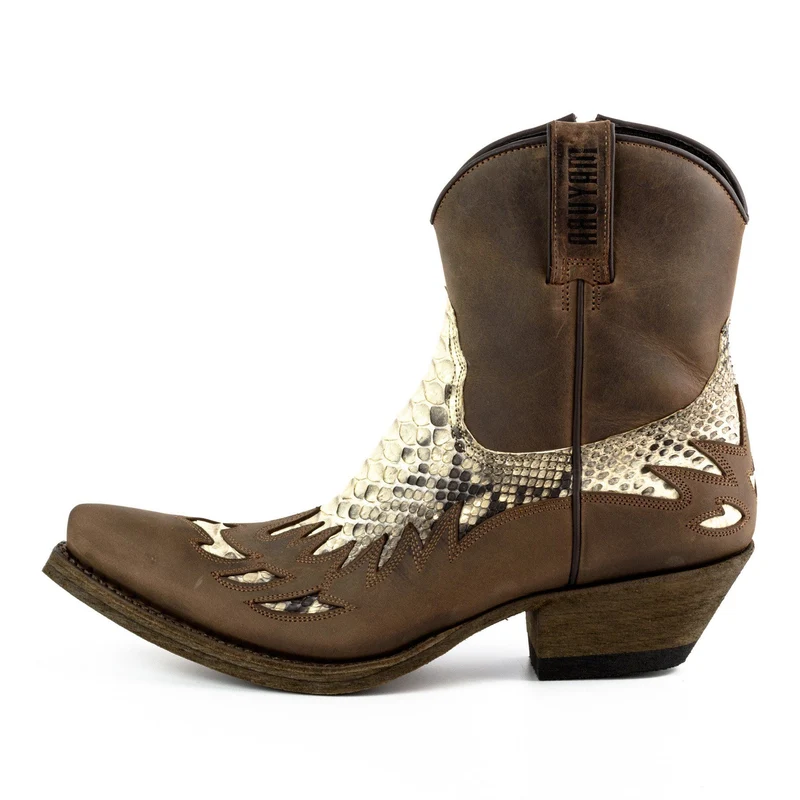 Country- und Western-Cowboy-Stiefeletten für Herren, 12, exotisches braunes und weißes Leder