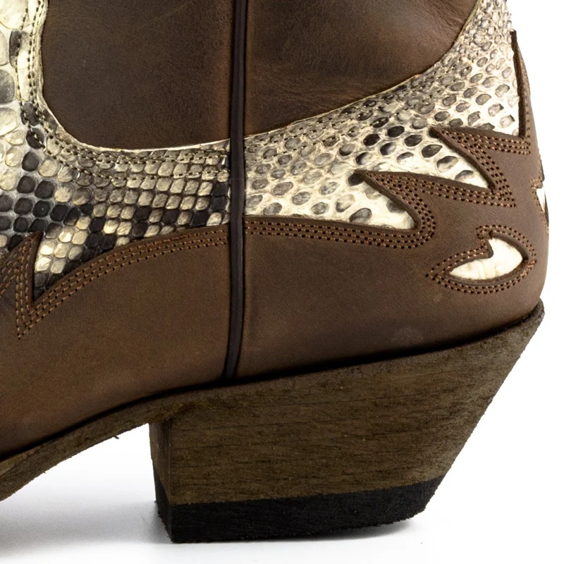 Country- und Western-Cowboy-Stiefeletten für Herren, 12, exotisches braunes und weißes Leder