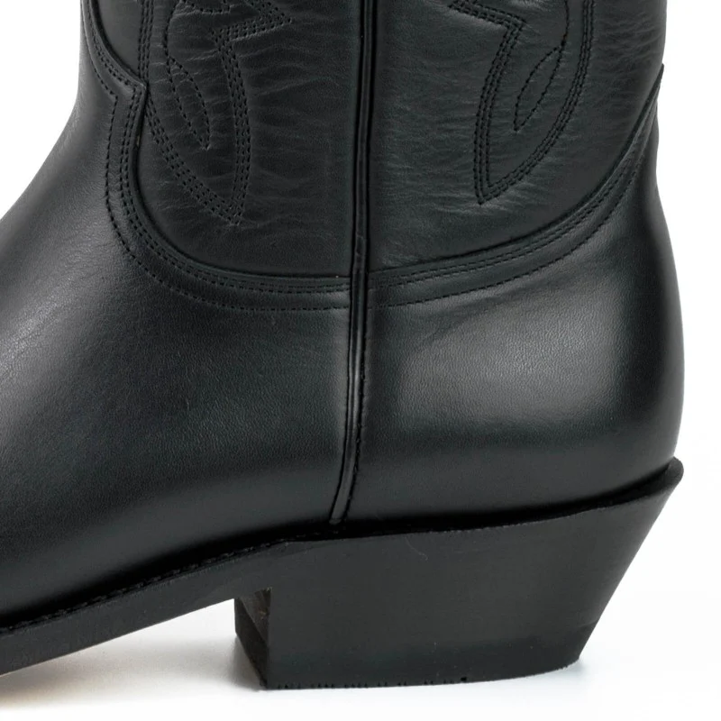 Cowboystiefel für Damen und Herren, handgefertigt aus schwarzem Leder, 1920 Texanas