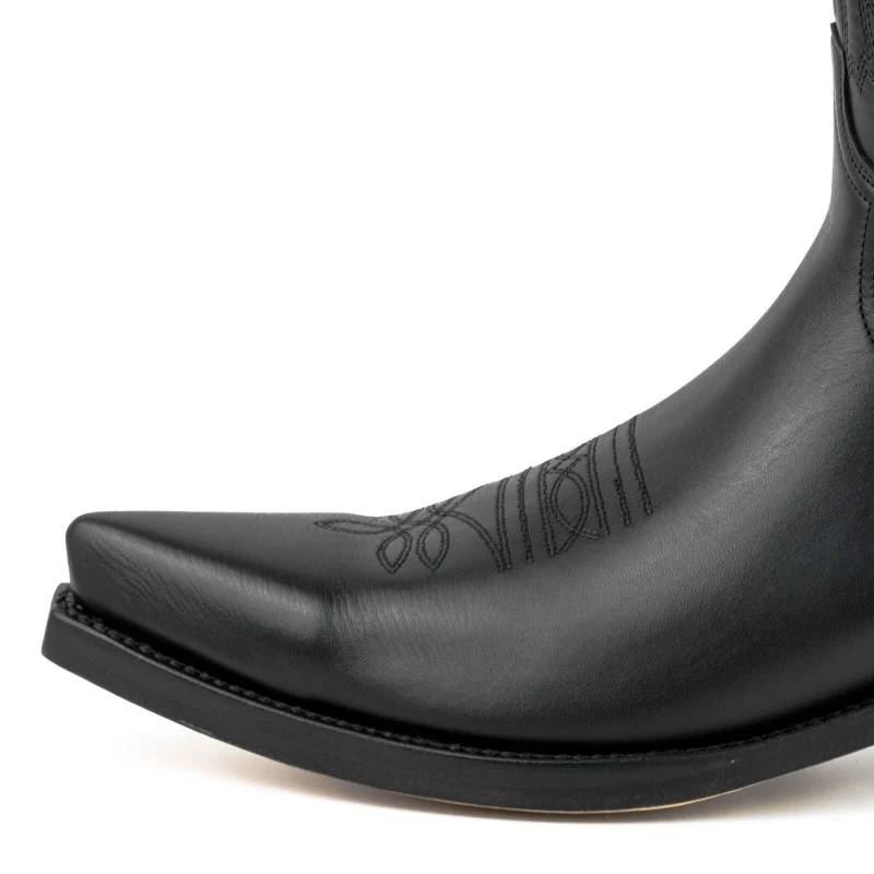 Cowboystiefel für Damen und Herren, handgefertigt aus schwarzem Leder, 1920 Texanas