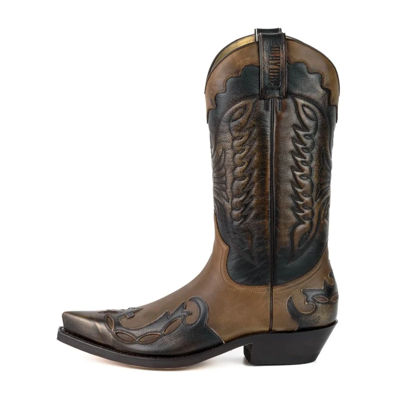 Cowboystiefel für Damen und Herren, handgefertigtes Leder, Braun und Grau, Silber, 1927 Texanas
