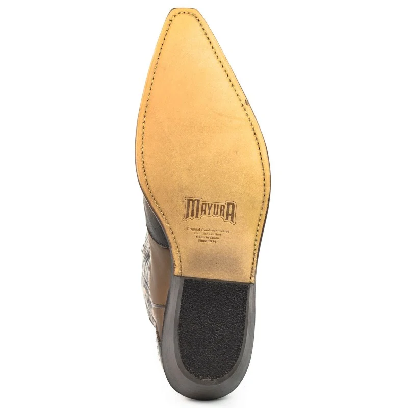 Cowboystiefel für Damen und Herren, handgefertigtes Leder, Braun und Grau, Silber, 1927 Texanas