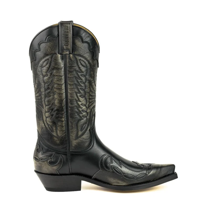 Cowboystiefel für Damen und Herren, handgefertigtes Leder, Schwarz und Grau, Silber, 1927 Texanas