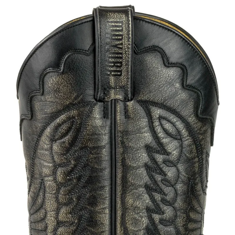 Cowboystiefel für Damen und Herren, handgefertigtes Leder, Schwarz und Grau, Silber, 1927 Texanas
