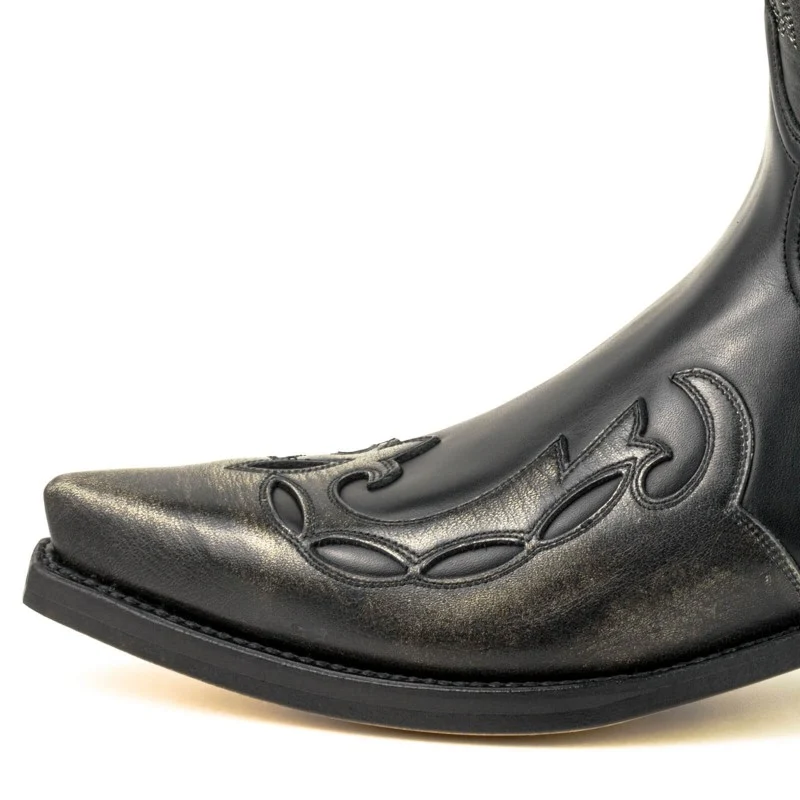 Cowboystiefel für Damen und Herren, handgefertigtes Leder, Schwarz und Grau, Silber, 1927 Texanas