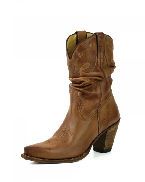 Westernstiefel CowboyStiefel für Damen handgefertigt, braunes Leder, 1952