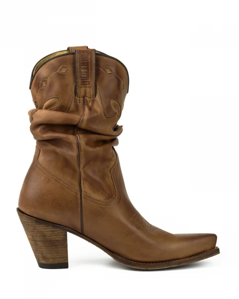 Westernstiefel CowboyStiefel für Damen handgefertigt, braunes Leder, 1952