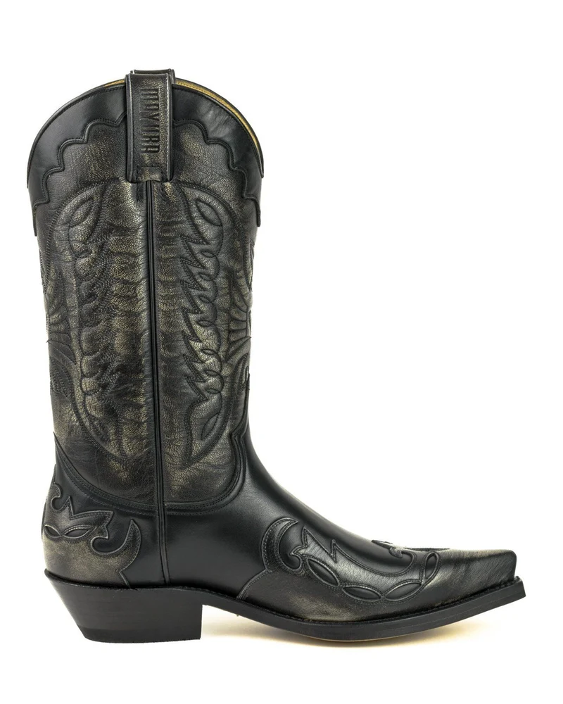Country- und Western-Cowboystiefel 1927-C für Herren und Damen aus schwarzem und grauem Leder