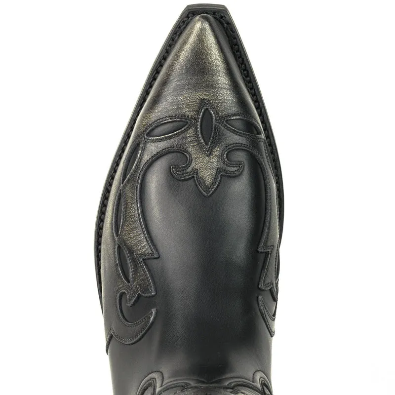 Country- und Western-Cowboystiefel 1927-C für Herren und Damen aus schwarzem und grauem Leder