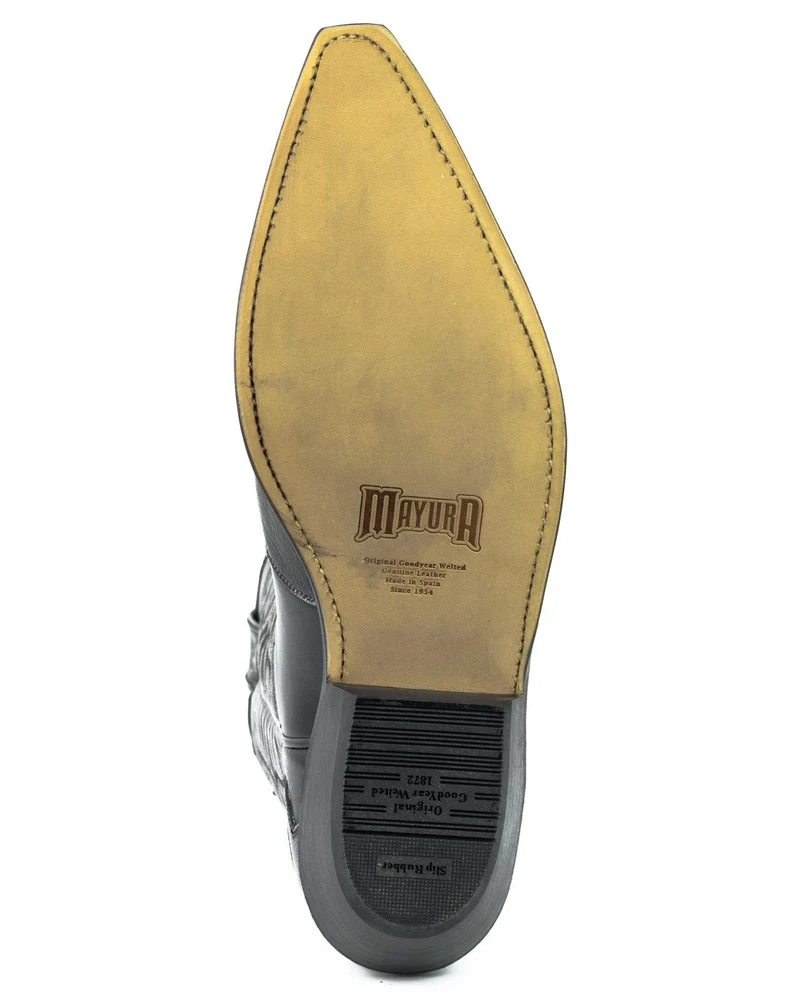 Country- und Western-Cowboystiefel 1927-C für Herren und Damen aus schwarzem und grauem Leder
