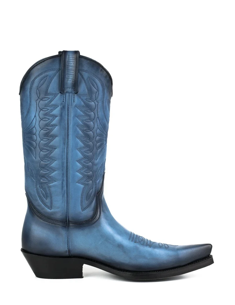 Country- und Western-Cowboystiefel 1920 aus blauem Leder für Herren und Damen