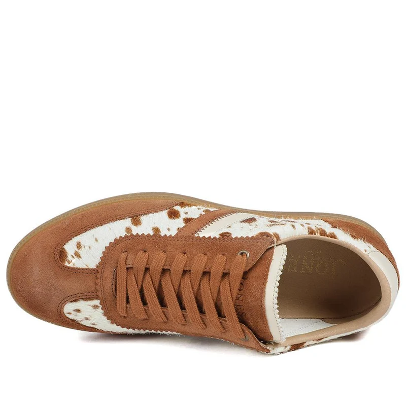 Annora Casual Leather Trainers - ANNORA / 328 757 - Tan Cow Print